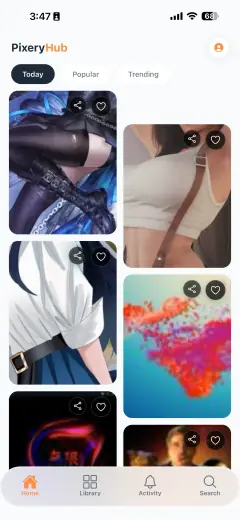 PixeryHub App - Home Screen